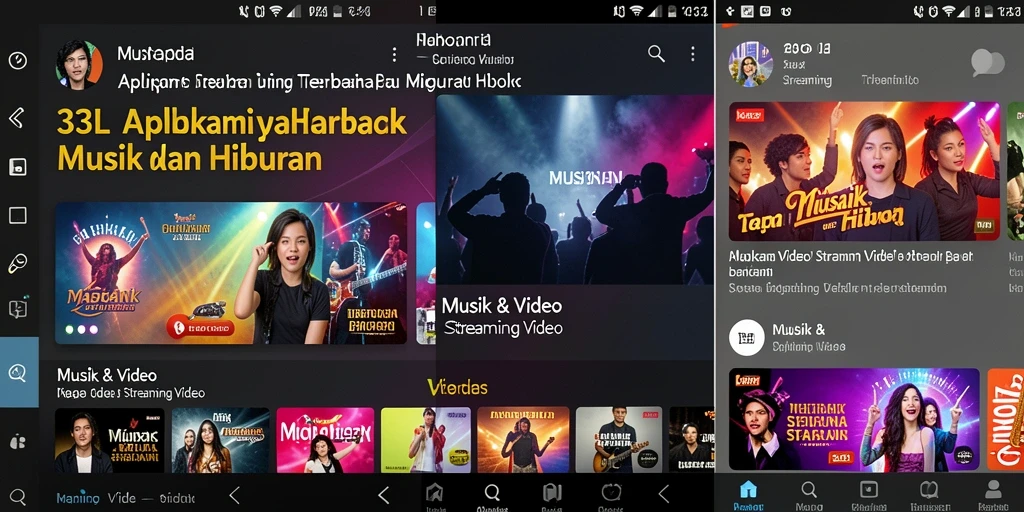 Antarmuka aplikasi 33L untuk streaming video yang user-friendly.
