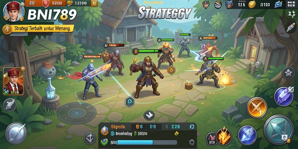 Screenshot antarmuka BNI789 dengan fungsi Strategy yang menarik.
