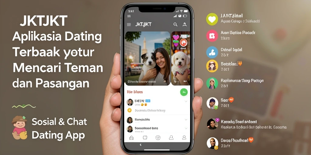 Antarmuka JKTJKT yang modern dan menarik untuk pengguna Dating App.
