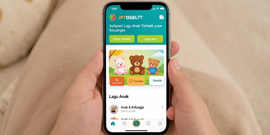 Tampilan utama aplikasi JPTOGEL77 yang menampilkan lagu anak.