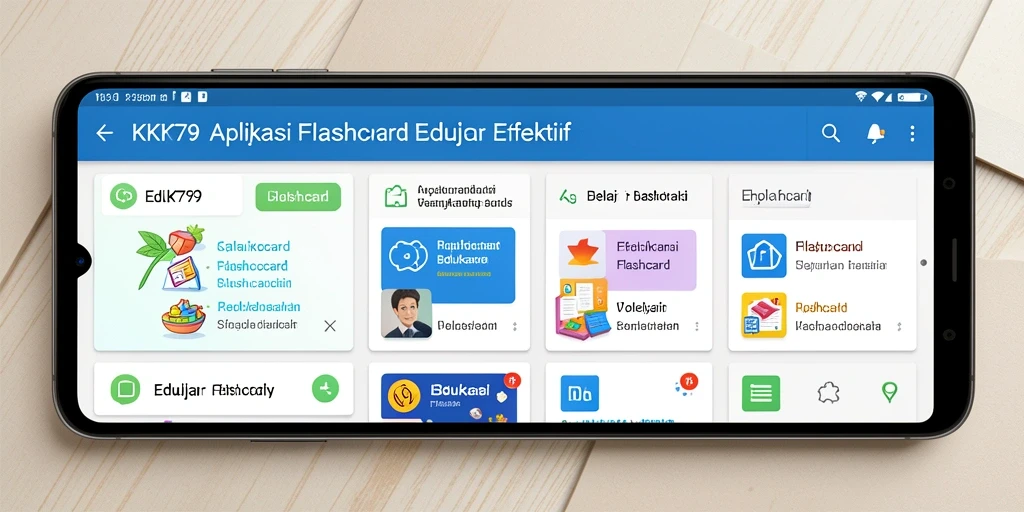 Antarmuka aplikasi KPK79 dengan fitur Flashcard yang interaktif.