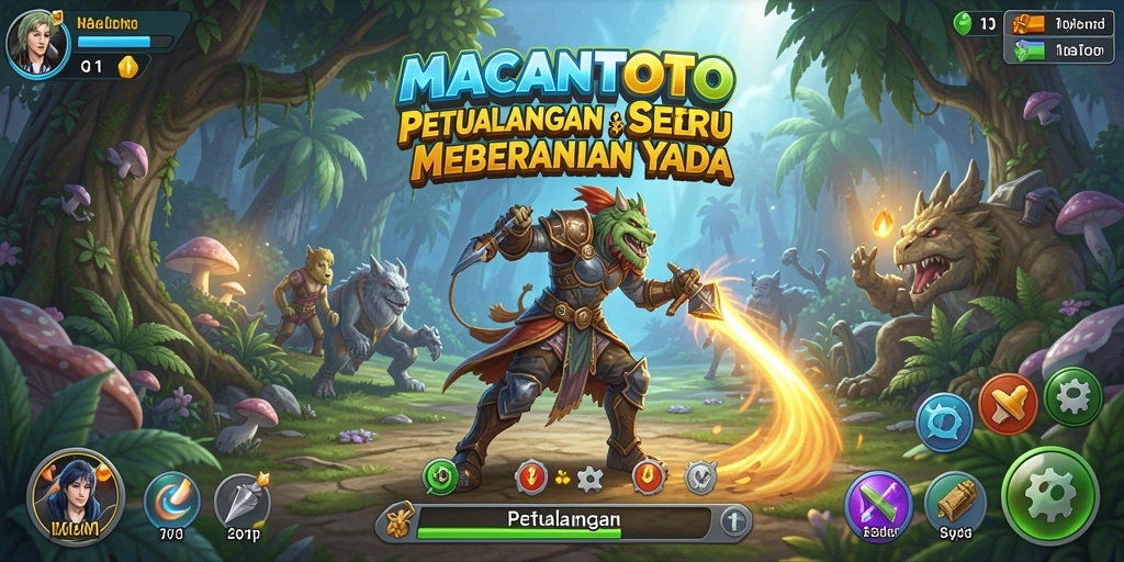 Tampilan antarmuka penuh warna dari game Petualangan MACANTOTO.