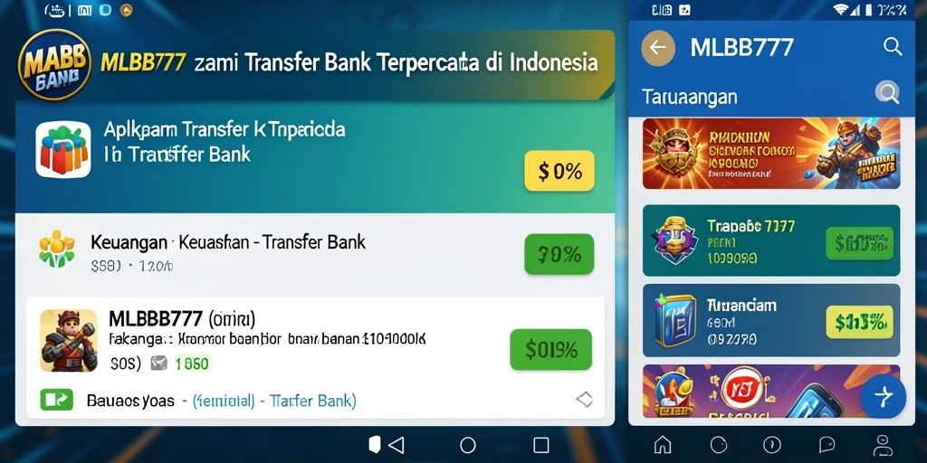 Antarmuka aplikasi MLBB777 untuk Transfer Bank yang modern dan user-friendly.