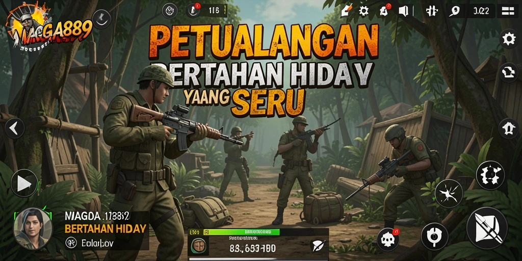 Screenshot utama NAGA889 dengan antarmuka permainan Bertahan Hidup yang menegangkan.