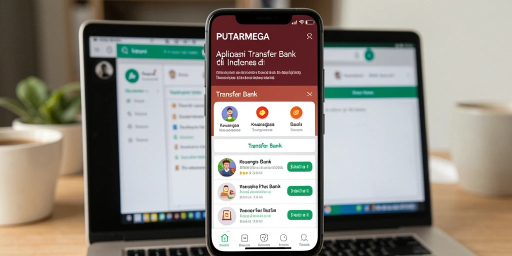 Antarmuka PUTARMEGA yang modern dan intuitif untuk transfer bank.