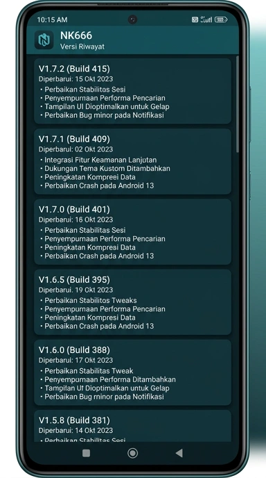 Riwayat Versi Aplikasi nk666 untuk Pengguna Android